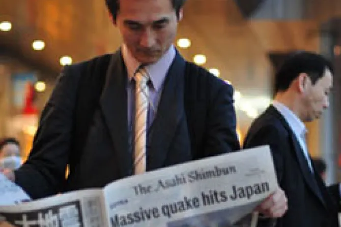 Japan Eartquake last minute newspapers Photo Credit Luis Jou Garcia CNA US Catholic News 3 11 11