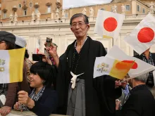 Japanese pilgrims attend the General Audience address in St. Peter's Square, Oct. 22, 2014. 