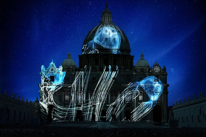 Jellyfish projected on St Peters Basilica Credit David Doubilet artistic rendering by Obscura Digital CNA 12 8 15