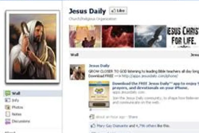 Jesus Daily Facebook screenshot CNA World Catholic News 5 18 11