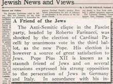 A shot of the column uncovered by William Doino in the April 1939 Jewish Veteran magazine