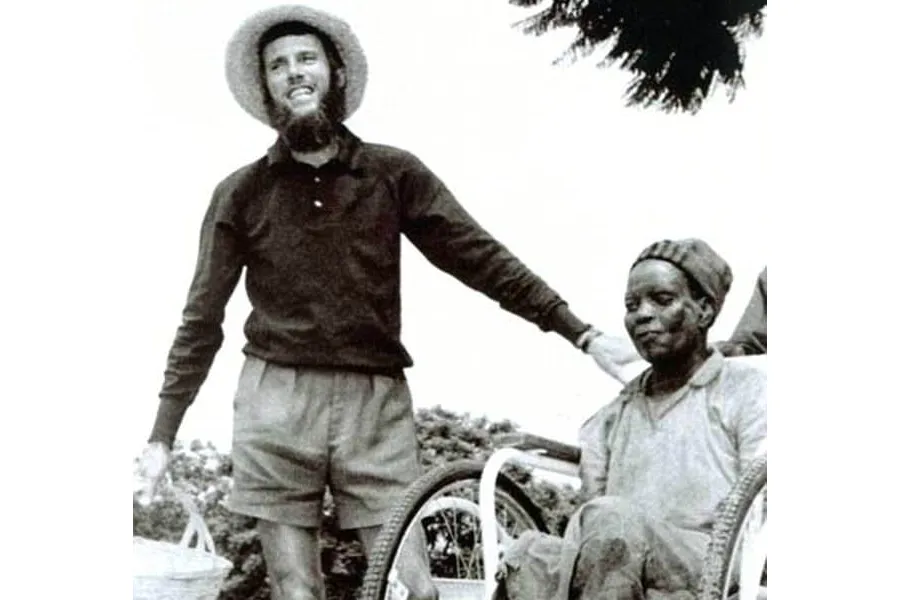 John Bradburne with Jeromia at the Mutemwa Leper Settlement. Photo courtesy of the John Bradburne Memorial Society.?w=200&h=150