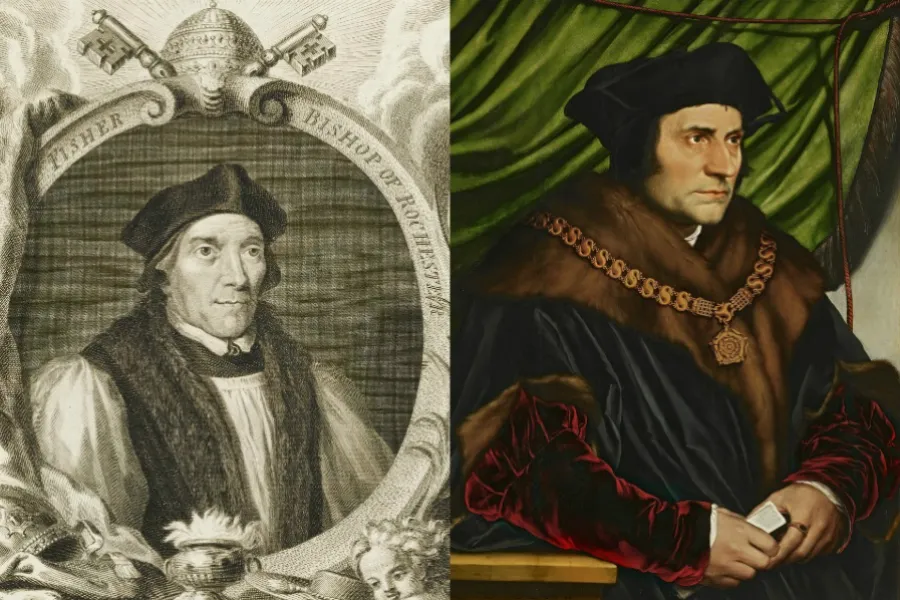 Details from St John Fisher by Jacobus Houbraken (c. 1760), and St Thomas More by Hans Holbein the Younger (1527).?w=200&h=150