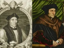 Details from St John Fisher by Jacobus Houbraken (c. 1760), and St Thomas More by Hans Holbein the Younger (1527).
