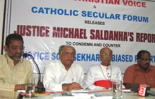 Joseph Dias, Justice Michael Saldanha, Cardinal Oswald Gracias and Dr. Abraham Mathai.   Reynold D'Cruz