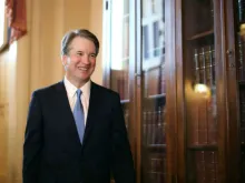 Judge Brett Kavanaugh leaves the room following a meeting with Senator Charles Grassley at the U.S. Capitol July 10, 2018 in Washington, DC. 