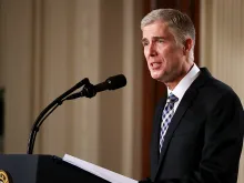 Judge Neil Gorsuch delivers brief remarks after being nominated by U.S. President Donald Trump to the Supreme Court, Jan. 31, 2017. 