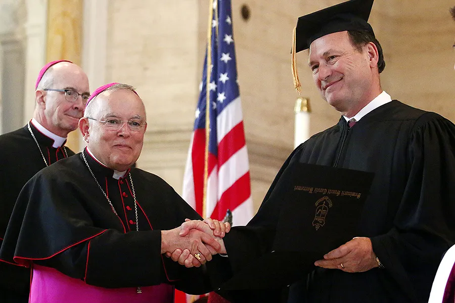 Supreme Court Justice Samuel Alito receives an honorus causa degree at St. Charles Borromeo Seminary from Archbishop Charles Chaput of Philadelphia, May 17, 2017. ?w=200&h=150