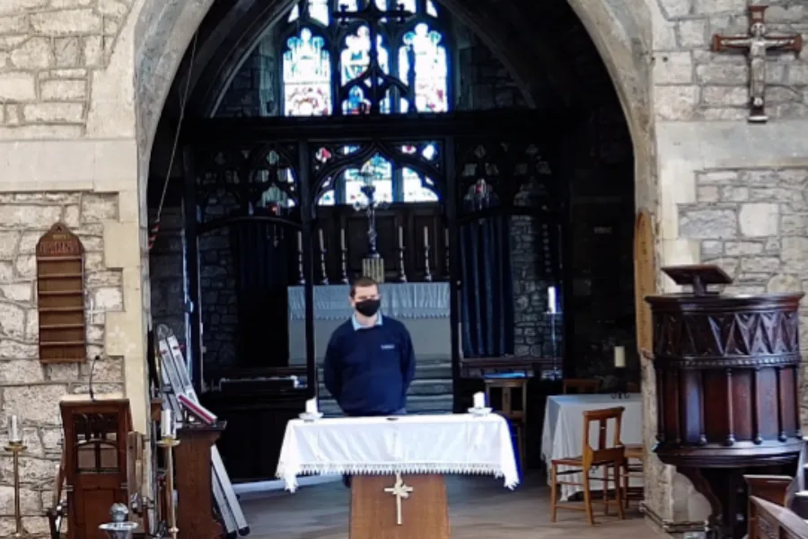 Jarek Kwiatkowski of KT Electronics tests a livestream installation at a church in Wales. Photo courtesy of KT Electronics.?w=200&h=150