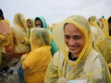 Karen Papellero at the papal Mass in Tacloban Jan. 17. 
