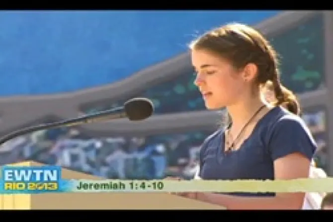 Katherine Bauman reads the first reading during the Mass for the Evangelization of Peoples July 28 2013 Credit EWTN 2 CNA 7 28 13