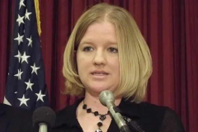 Kellie Stauffer at a press conference on the 40th aniversary of Roe v Wade Credit Addie Mena CNA CNA US Catholic News 1 22 13