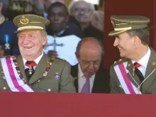 King Juan Carlos of Spain (L) and Prince Felipe celebrate the bicentenary of San Hermenegildo Order, June 3, 2014. 