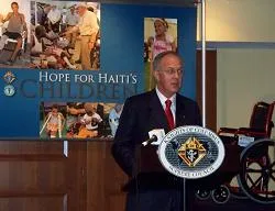 Supreme Knight Carl Anderson announces the new program to help Haitian children who lost their limbs.?w=200&h=150