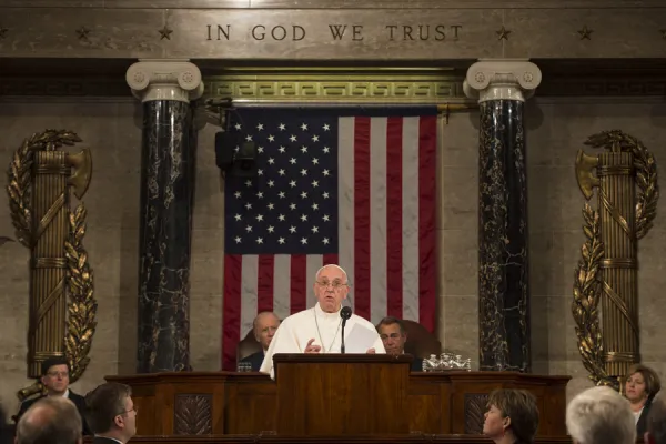 Pope Francis speaks to the U.S. Congress in Washington, D.C. on Sept. 24, 2015. . L'Osservatore Romano.