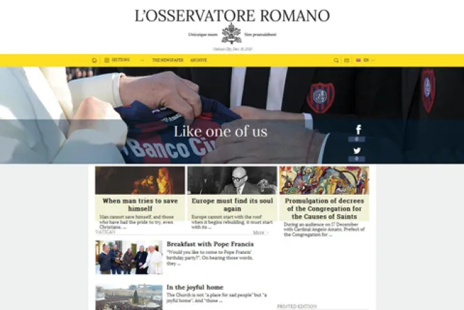 LOsservatore Romano new website CNA 12 19 13