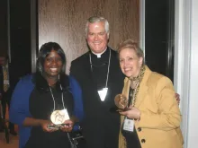 (L-R) Darlisha Dozier, Fr. Gerald Murray and Kathy DiFiore at the Christopher's Award Ceremony in Manhattan. Photo courtesy of Kathy DiFiore.
