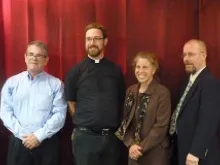 (L-R) Geoff Bennett, Fr. Peter Mussett, M.J. Menendez and Dr. E. Christian Brugger took part in the panel on marijuana in Denver on July 1, 2014. 