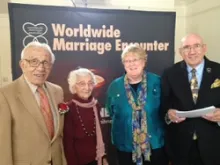 (L-R) John and Ann Betar, 2013 Longest Married Couple Project winners with Diane and Dick Baumbach, coordinators of the WWME project. 