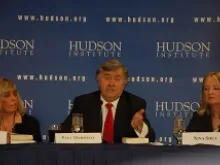 (L-R) Lela Gilbert, Paul Marshall, and Nina Shea take part in a panel at the Hudson Institute on March 27, 2013. 