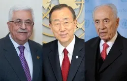 (L-R) Mahmoud Abbas, President of the State of Palestine, UN Secretary-General Ban Ki-moon, Shimon Peres, President of Israel. ?w=200&h=150