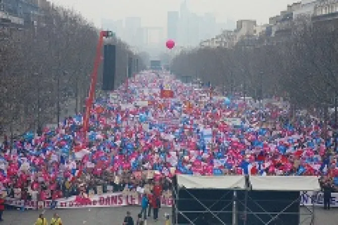 Le Grande Armee gathered in the streets of Paris on March 24 2013 Credit La Manif Pour Tous CNA World Catholic News 3 25 13