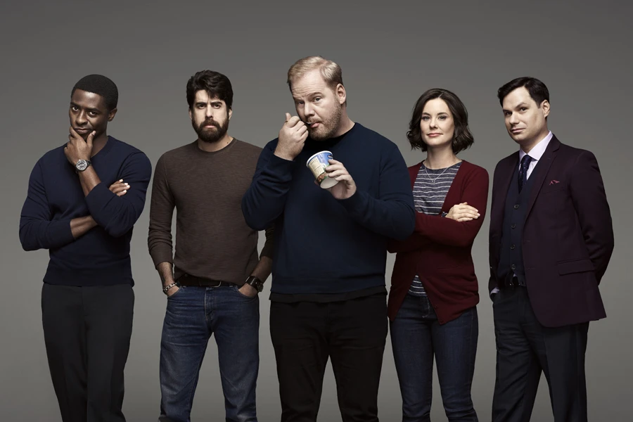 Left to right, Tongayi Chirisa, Adam Goldberg, Jim Gaffigan, Ashley Williams, and Michael Ian Black for the Jim Gaffigan Show. Courtesy of TV Land.?w=200&h=150