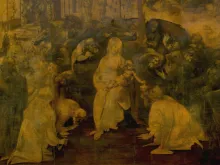 Adoration of the Magi by Leonardi da Vinci. Public domain. 