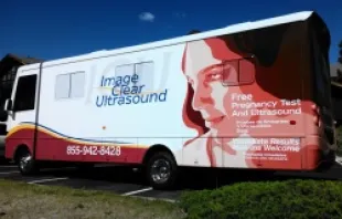 Life Choices' new ultrasound RV parked in Denver, Colorado on May 31, 2013.   Kevin Jones/CNA.