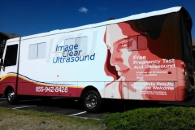 Life Choices  new ultrasound RV parked in Denver Colorado on May 31 2013 Credit Kevin Jones CNA CNA US Catholic News 6 3 13