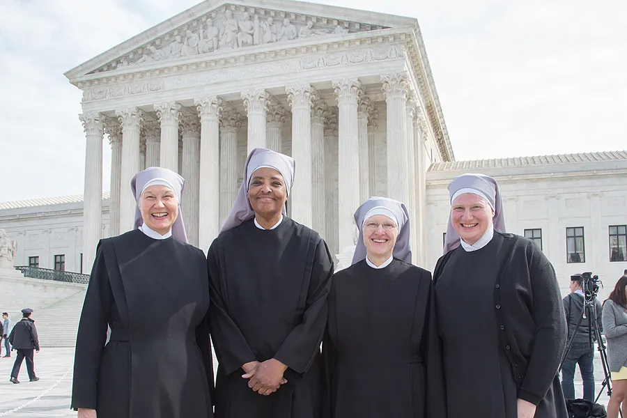 Little Sisters of the Poor outside the Supreme Court of the Unite States after oral arguments for their case against the HHS mandate, April 14, 2016. ?w=200&h=150