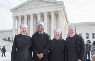 Little Sisters of the Poor outside the Supreme Court of the Unite States after oral arguments for their case against the HHS mandate, April 14, 2016.   Becket Fund for Religious Liberty.