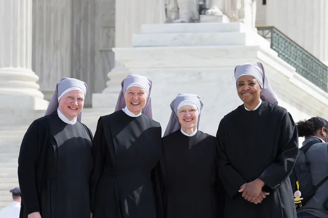 Little Sisters of the Poor 8 outside SCOTUS after oral arguments for their case against the HHS Mandate Credit Becket Fund for Religious Liberty CNA 4 14 16