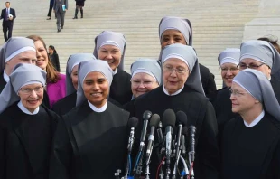 Little Sisters of the Poor outside the Supreme Court where oral arguments were heard on March 23, 2016, in the Zubik v. Burwell case. Credit: Addie Mena/CNA