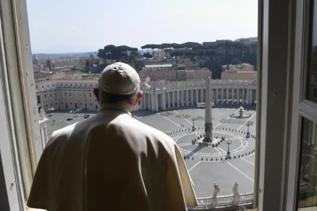 Pope Francis looks out at an empty St. Peter's Square. ?w=200&h=150