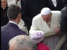 Jersey Vargas (bottom center) meets Pope Francis after the General Audience at St. Peter's Square, March 26, 2014. 