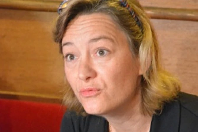 Ludovine de la Rochre president of Manif Pour Tous the French pro traditional marriage movement Credit Michel Pourny CNA 11 8 13