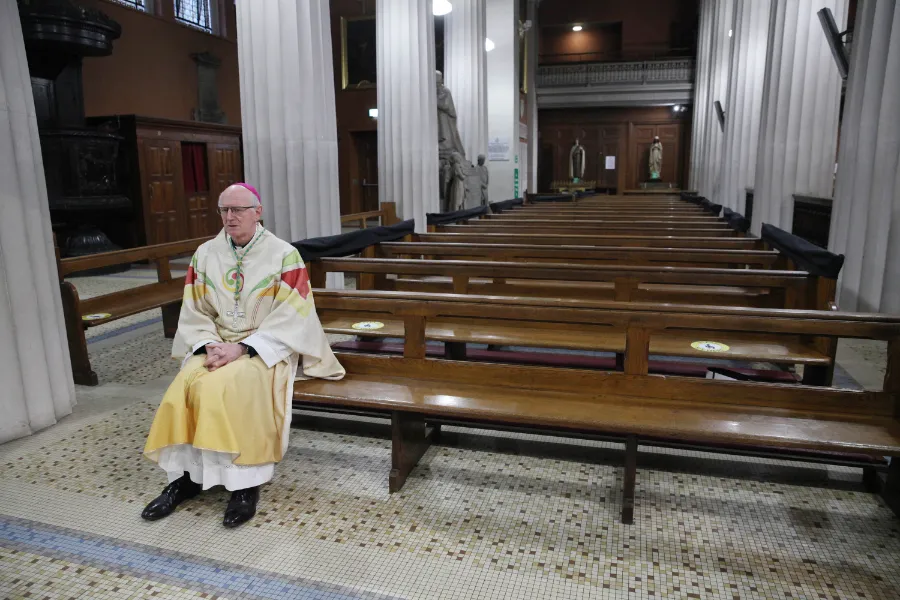 Archbishop Dermot Farrell prays in St. Mary’s Pro-Cathedral, Dublin, Ireland, on Feb. 2, 2021. Photo credits: John McElroy.
