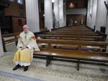 Archbishop Dermot Farrell prays in St. Mary’s Pro-Cathedral, Dublin, Ireland, on Feb. 2, 2021.