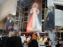 Archbishop Jan Romeo Pawłowski celebrates Mass on the 90th anniversary of the Divine Mercy apparition at the  Divine Mercy Sanctuary in Płock, Poland, Feb. 22, 2021. Photo credits: Foreign Communicati