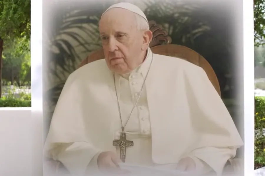 Pope Francis delivers his International Day of Human Fraternity message Feb. 4, 2021. Screengrab from Vatican YouTube channel.?w=200&h=150