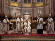 Franciscan friar Mauro Gambetti is consecrated a bishop in the Basilica of St. Francis of Assisi Nov. 22, 2020. 