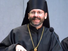 Major Archbishop Sviatoslav Shevchuk speaks at a March 31 Vatican press conference