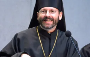 Major Archbishop Sviatoslav Shevchuk speaks at a March 31 Vatican press conference 