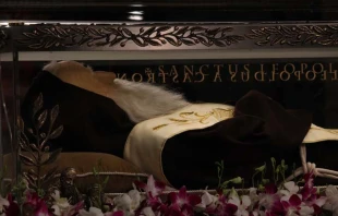 Relics of Saint Pio of Pietrelcina and Saint Leopold Mandic at the Basilica of San Lorenzo Outside-the-Walls in Rome, Italy on February 3, 2016.   Alexey Gotovskiy/CNA.