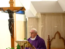 Pope Francis offers Mass in Casa Santa Marta on March 30, 2020. 