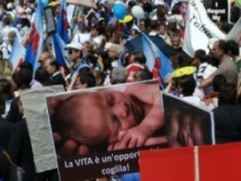 Participants in the March for Life in Rome