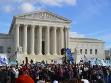 Participants walk past the Supreme Court building during the March for Life in Washington, D.C., Jan. 22, 2015. 