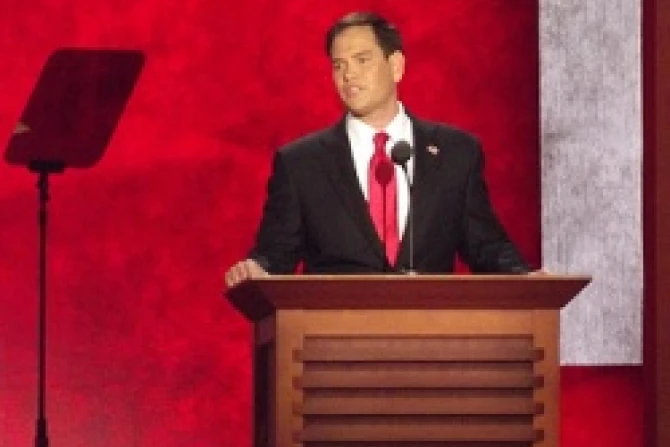 Marco Rubio speaks during the 2012 GOP Republican National Convention on August 30 2012 in Tampa CNA US Catholic News 8 31 12
