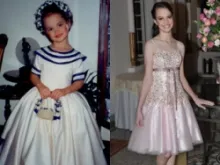 Maria Isabel Gomes de Melo one month after her recovery at age 3 (left) and today at age 15 (right).